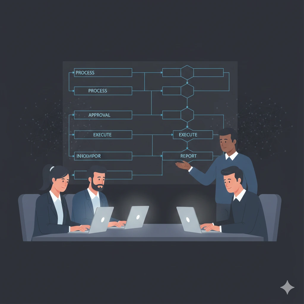 Supply chain team monitoring real-time logistics data